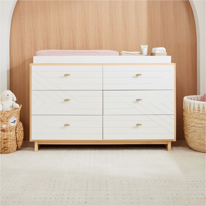 Cora 6-Drawer Changing Table (56&quot;) - Natural/White
