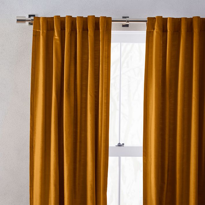 Lustre Velvet Curtain - Golden Oak
