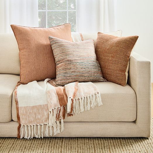 Two Tone Chunky Linen Pillow Cover | West Elm