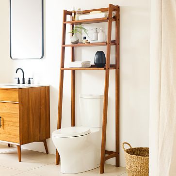 Homde Over The Toilet Storage with Basket and Drawer, Bamboo
