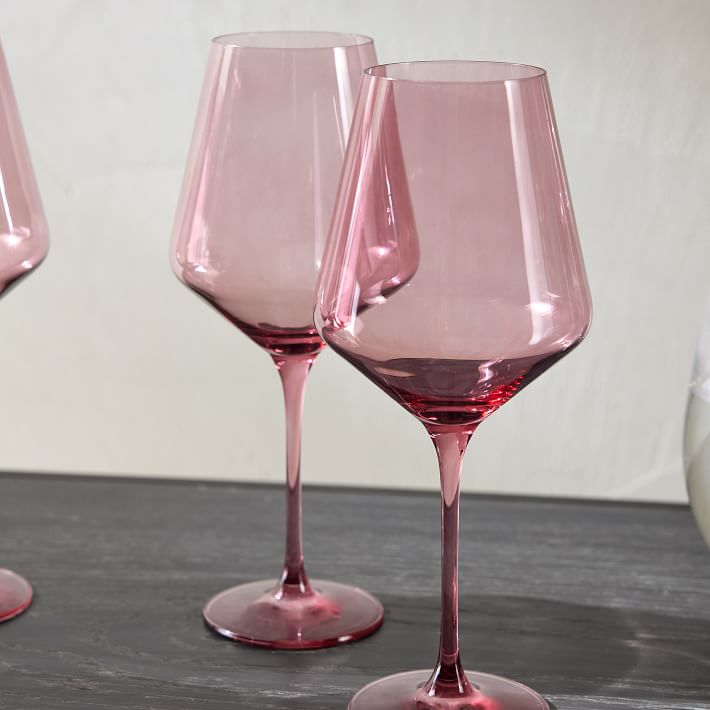Estelle Colored Wine Stemmed Glasses - Set of 2 {Coral Peach Pink}