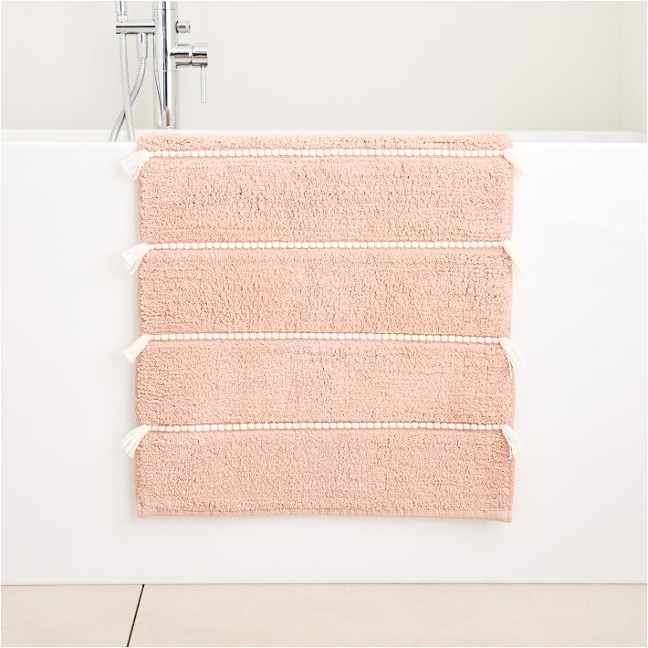Tassel Stripe Bath Mat in Light Sienna