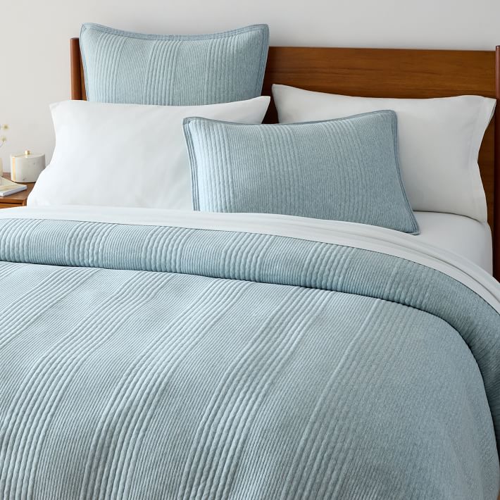 Cotton Cloud Jersey Duvet Cover - Queen, Mist Blue