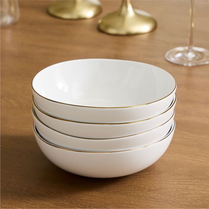 Organic Porcelain Gold-Rimmed Small Bowl