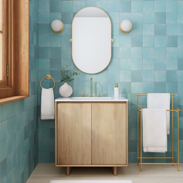 Traveler bathroom vanity 32. Bathroom cabinet leather upholstered