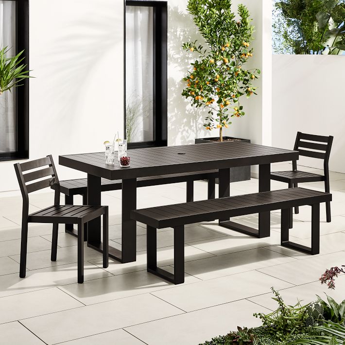Portside Aluminum Outdoor Dining Table (72"), Benches & Dining Chairs Set West Elm