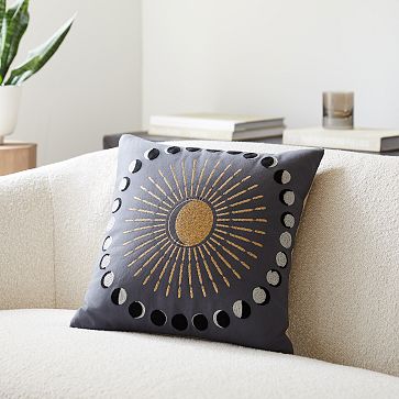 Velvet Moon Pillow - Round Space-Themed Throw Pillow - Moon Gift