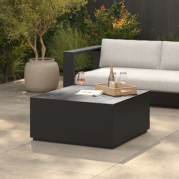 Black square outdoor store coffee table