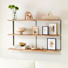 L-Beam Tiered Industrial Wood &amp; Metal Wall Shelves