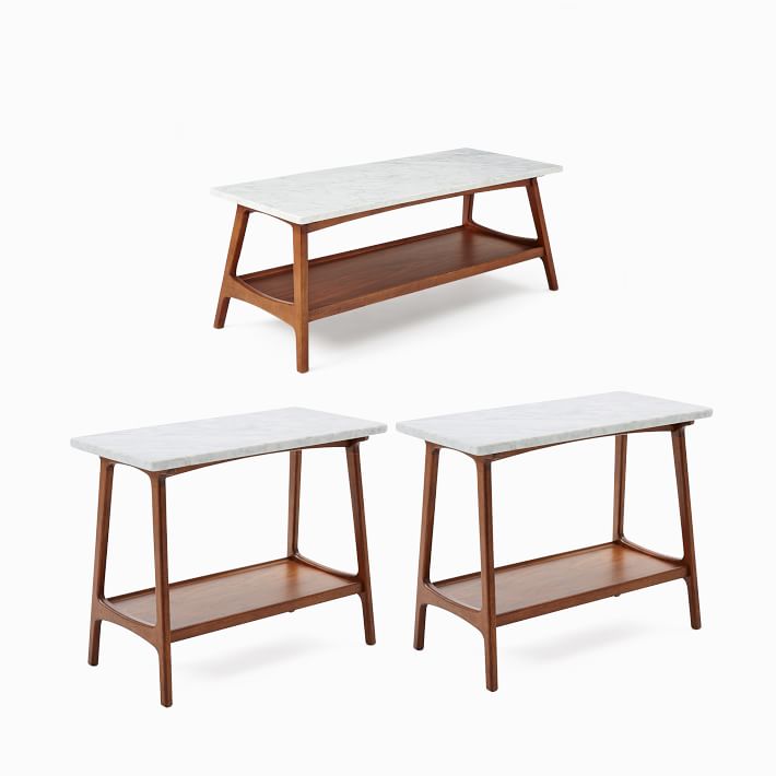 Reeve Mid-Century Coffee Table & 2 Side Tables Set | Modern Living 