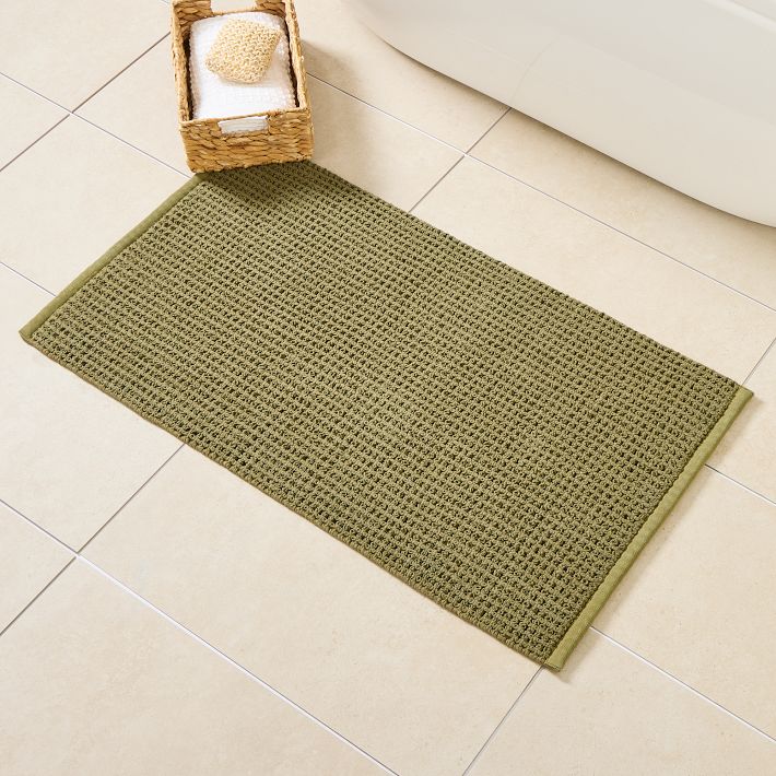 American Soft Linen, Non Slip Bath Rug, 100% Cotton 20x34 Inches, Soft Absorbent Bath Mat Rugs - Sage Green