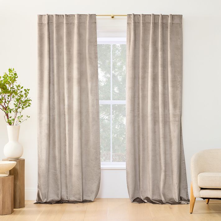 Luster Velvet Blackout Curtain in Simple Taupe | 48" x 96"