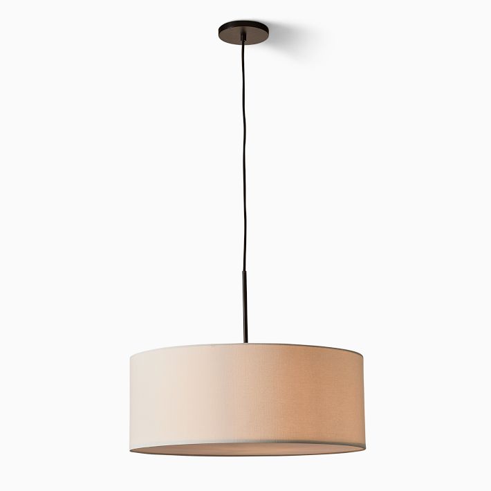 Avery linen double drum store pendant light