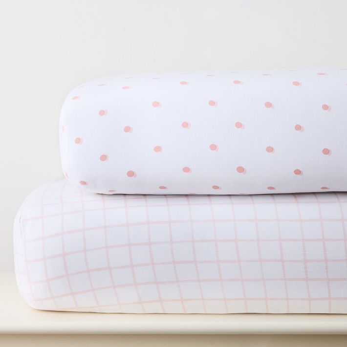 Painterly Grid & Shadow Dot Crib Sheet Bundle