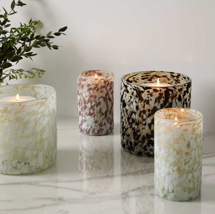 Speckled Mexican Glass Candleholders