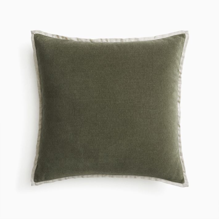 Heathered Linen Flange Edge Throw Pillow Cover, 18 X 18, 20 X 20, 22 X 22,  24 X 24, 28 X 28, Euro Sham, Decorative Bed Pillow, Beige Pillow 