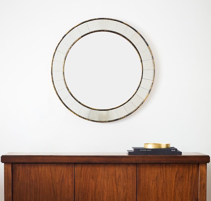 Antique Tiled Round Wall Mirror
