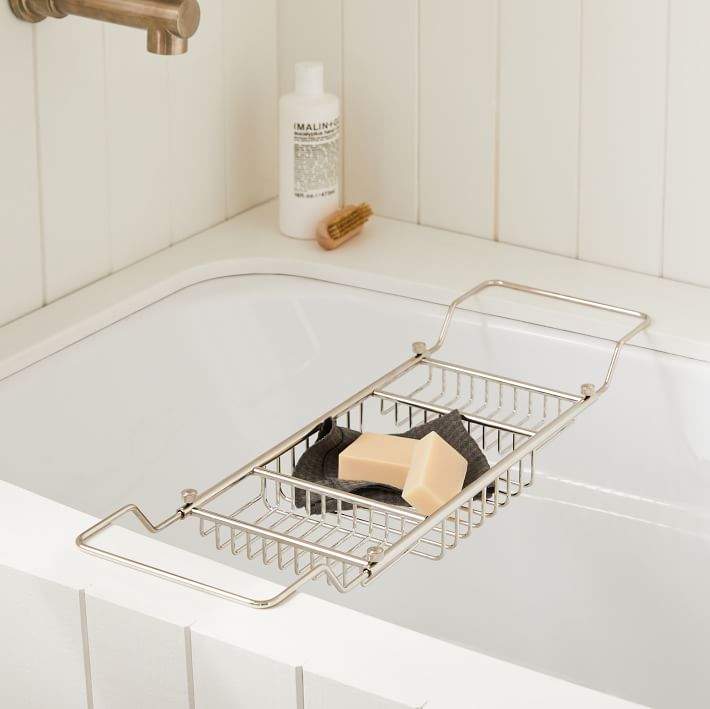 White Steel Bathtub Caddy 13.5-in-W x 4.5-in-D x 22-in-H at