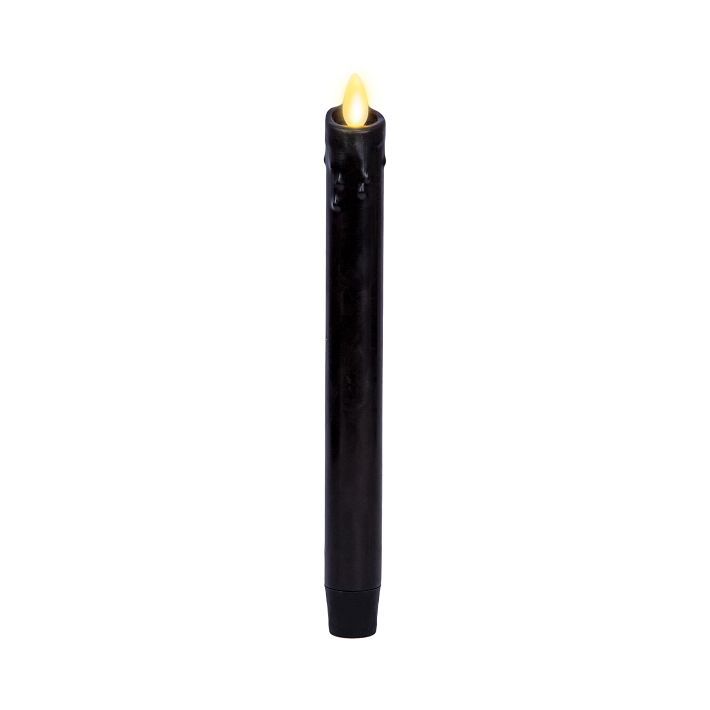 Wax Drip Flameless Taper Candles Black (Set of 2) West Elm