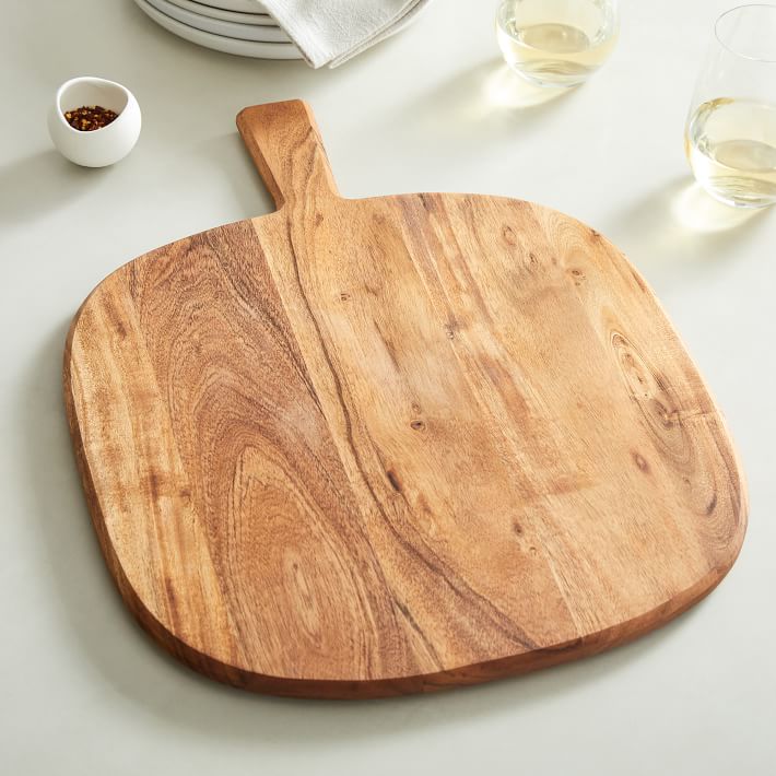 Modern Acacia Large Wooden Charcuterie Board, Natural, Round