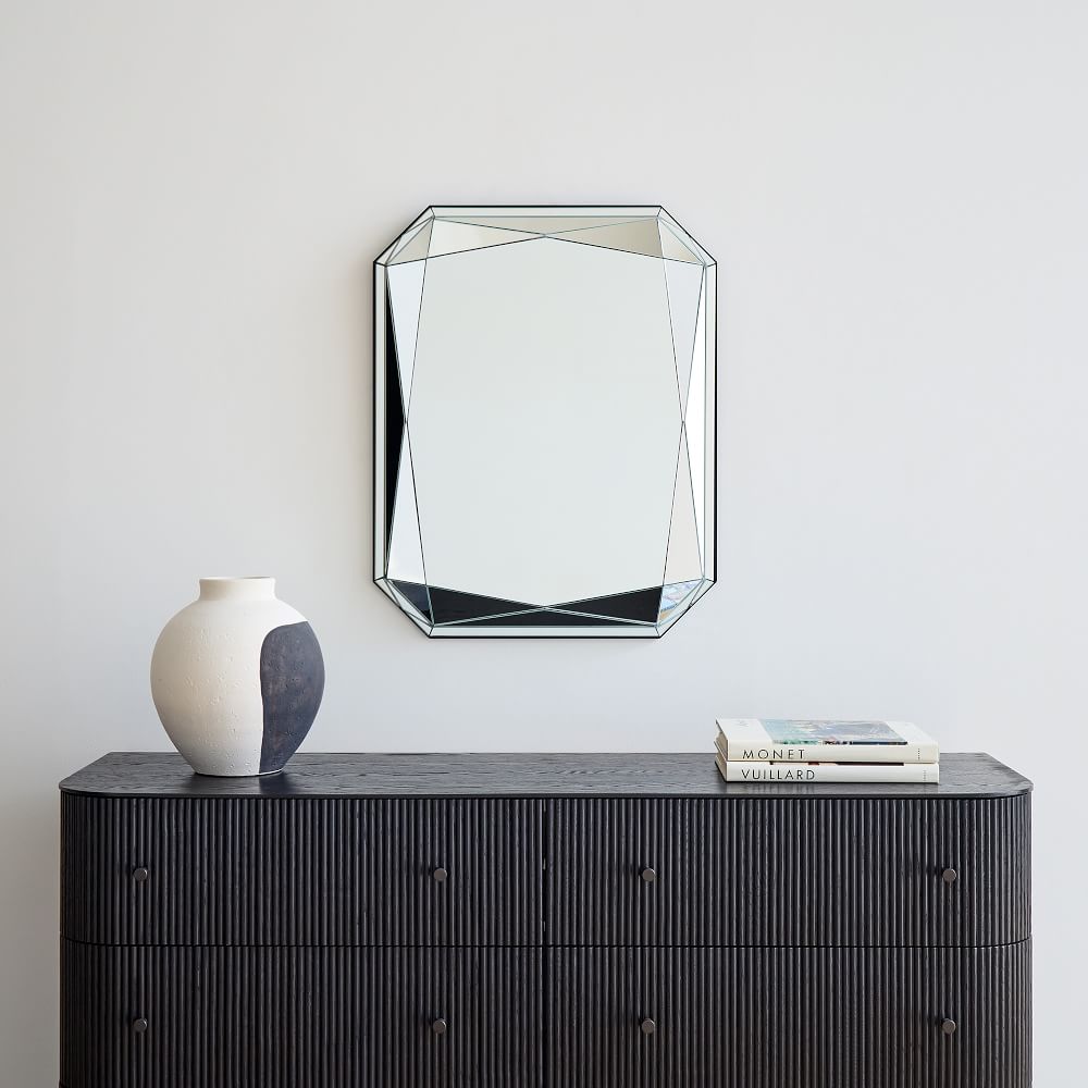 Faceted Wall Mirror, Emerald Cut