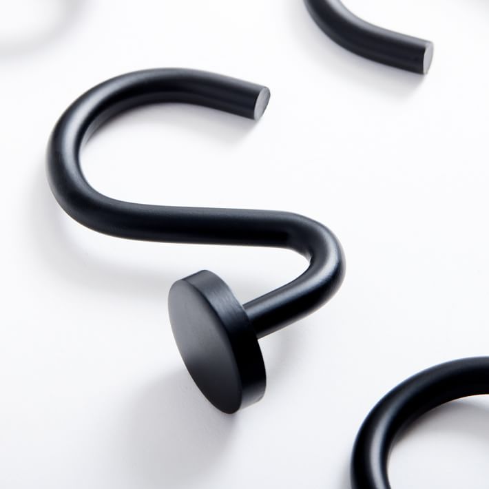 Modern Shower Curtain Rings (Set of 12), Matte Black