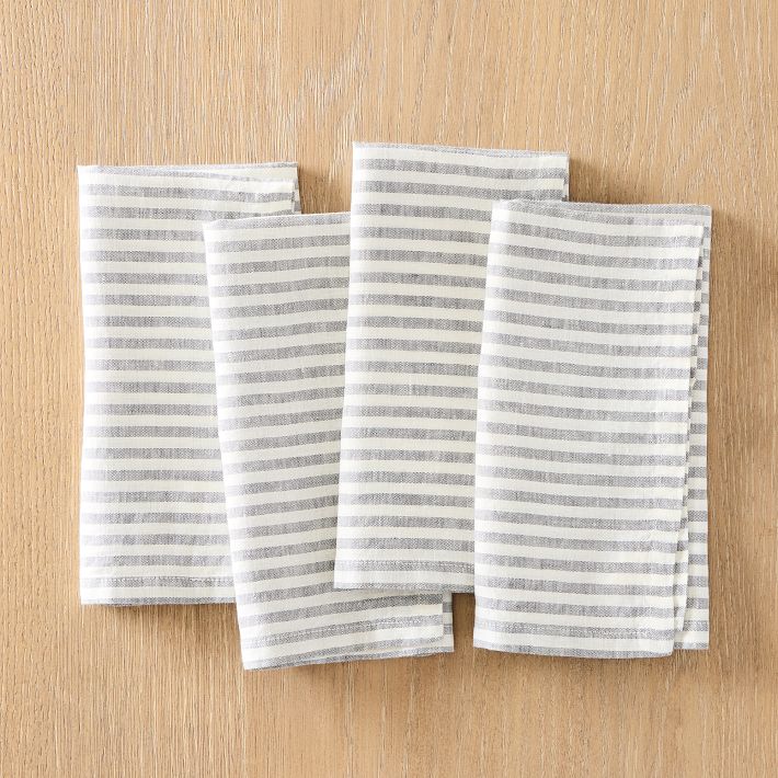 European Striped Linen 20x20 Napkin Sets