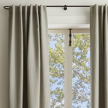 European Flax Linen Curtain with Blackout Lining, Natural, 48x84, Set of 2