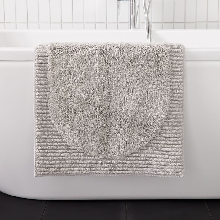 Dark Gray Ombre Border Plush Bath Rugs