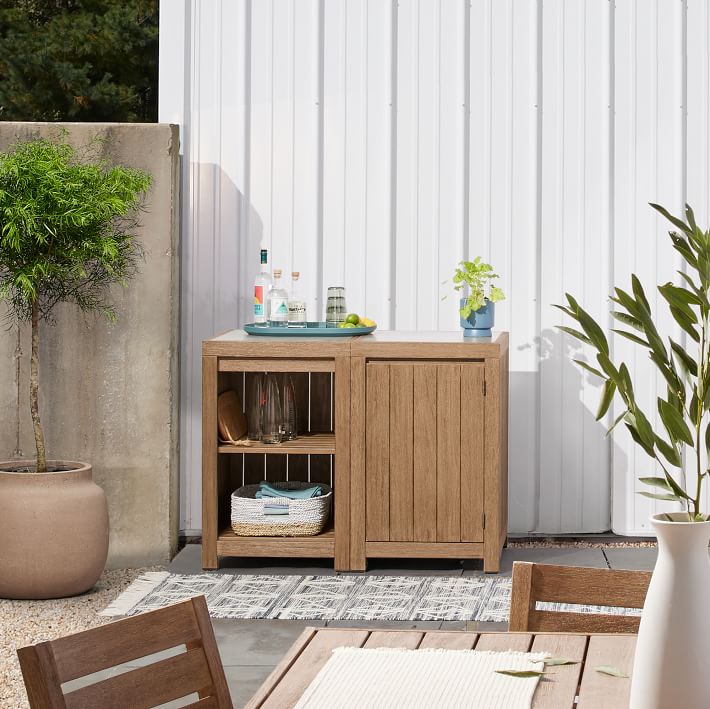 Portside Outdoor Kitchen 1-Door Cabinet &amp; Open Shelves Cabinet