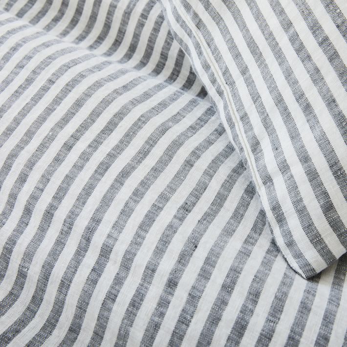 Flax Wheaton Stripe Linen Cotton Blend Patterned Duvet Cover & Sham