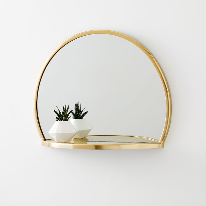 Half-Circle Metal Shelf Mirror