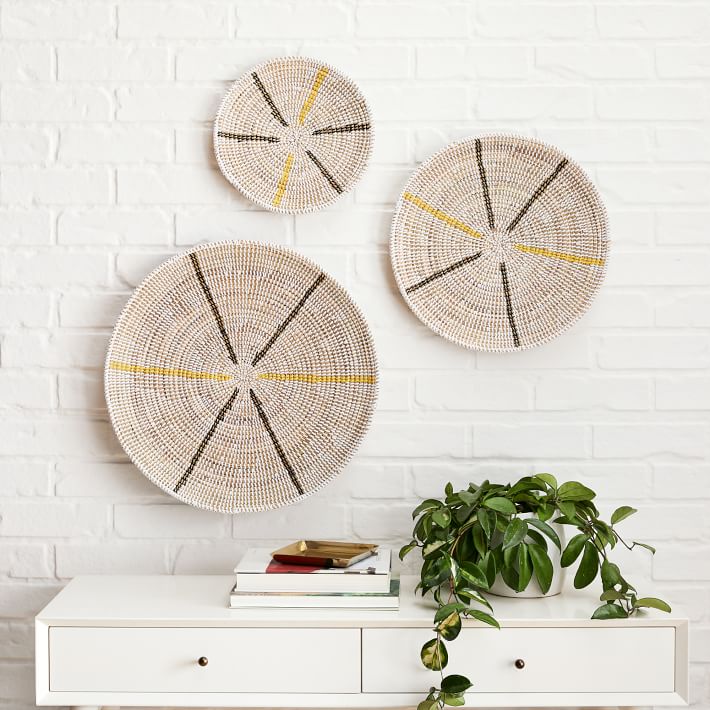 Graphic Millet Wall Baskets - Set of 3