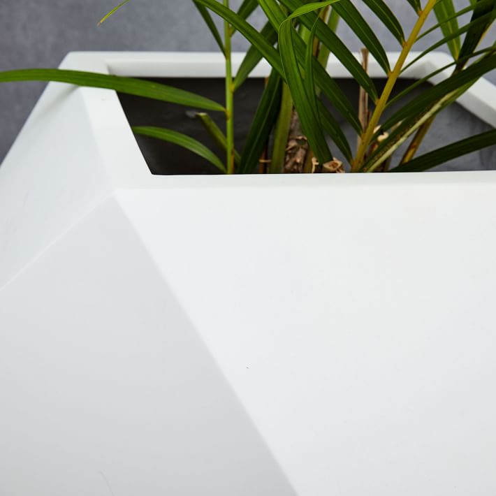 Faceted Modern Fiberstone Indoor/Outdoor Planters