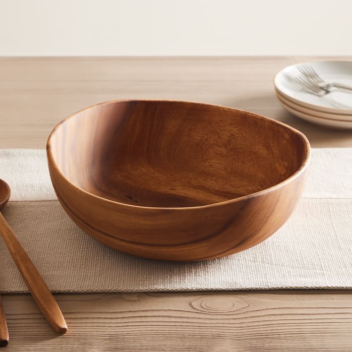 Organic Shaped Wood Salad Bowl