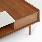 Mid-Century Double Pop-Up Coffee Table - Walnut/White Marble