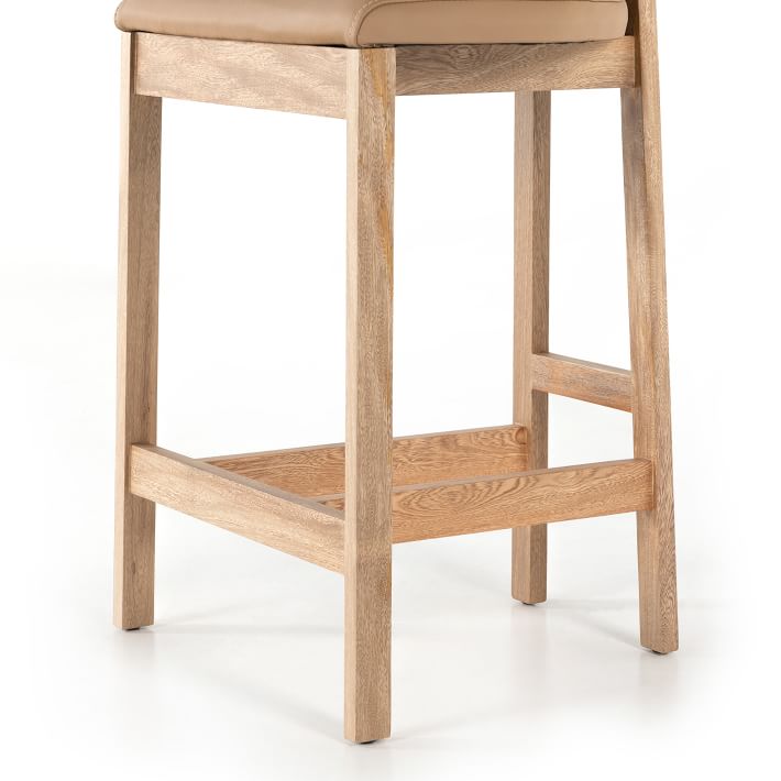 Wood discount leather stool