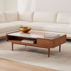 Mid-Century Double Pop-Up Coffee Table - Walnut/White Marble