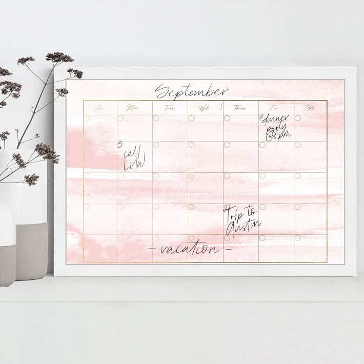 Watercolor Blush Calendar Dry Erase Board