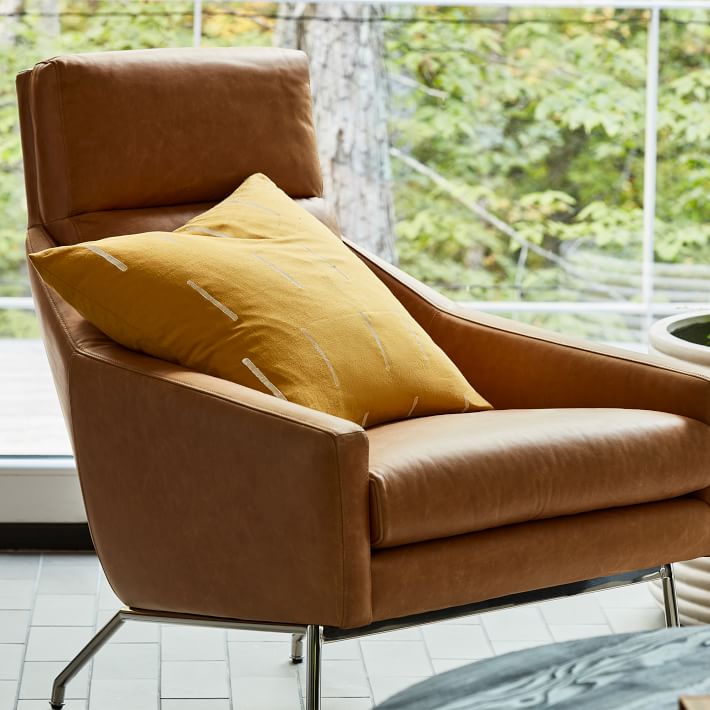 Leather armchair west elm hot sale