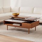 Mid-Century Double Pop-Up Coffee Table - Walnut/White Marble
