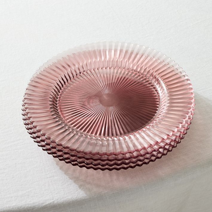 Pink glass dinner top plates