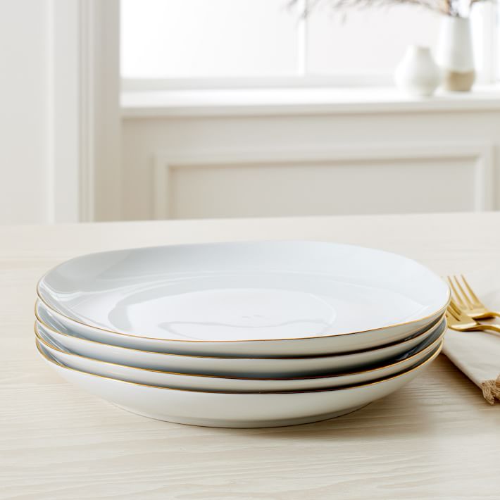 Organic Porcelain Gold-Rimmed Dinner Plate Sets