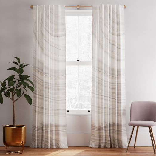 Cotton Canvas Marble Curtains (Set of 2) West Elm