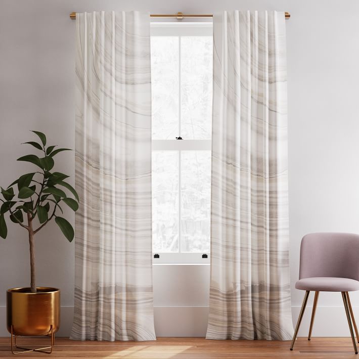 Cotton Canvas Marble Curtains (Set of 2)