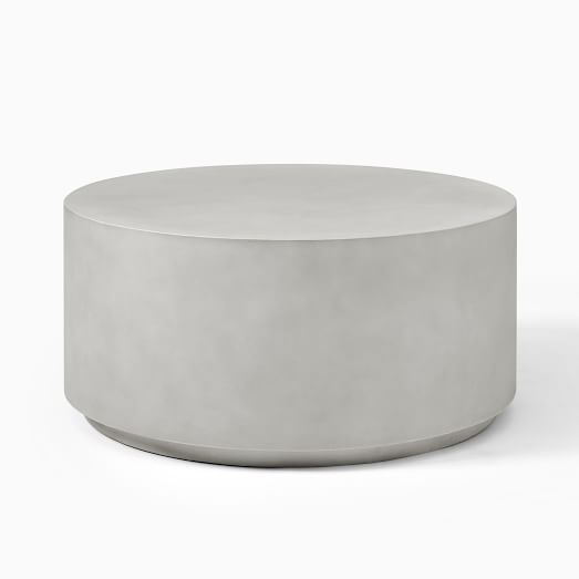 Volume Round Drum Coffee Table (36") Concrete West Elm