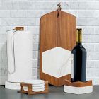 Nambe Chevron Acacia Wood &amp; Marble Paper Towel Holder