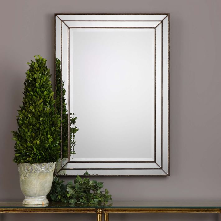 Stepped Frame Metal Wall Mirror