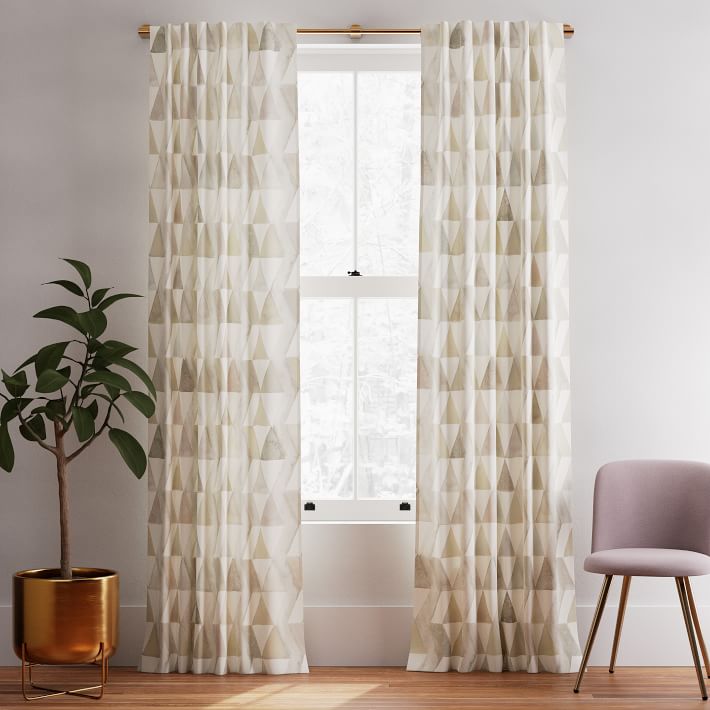 Cotton Canvas Zigzag Reflection Curtains (Set of 2)