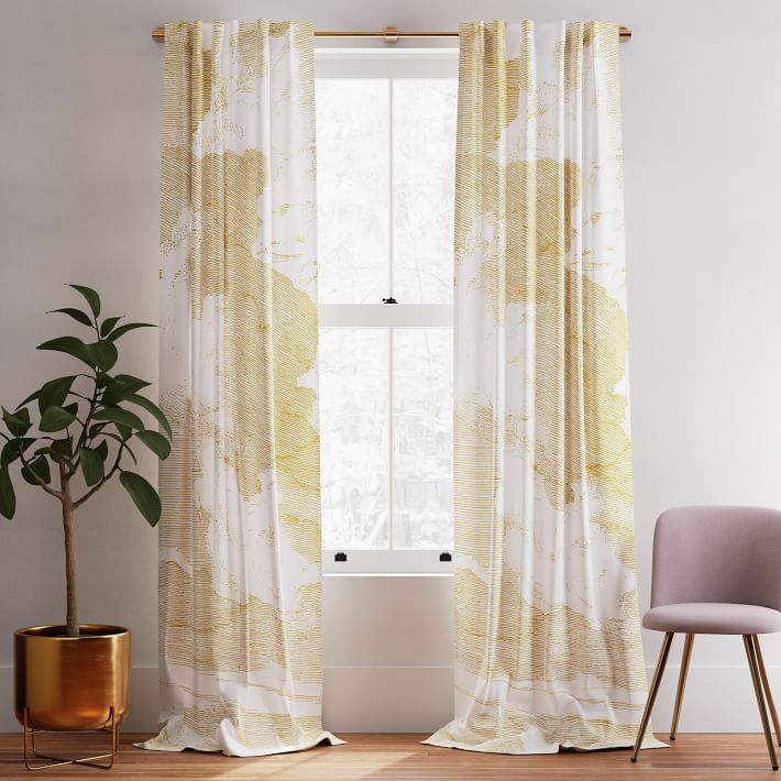 Cotton Canvas Etched Cloud Curtains (Set of 2) - Dark Horseradish